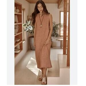J. Jill Women's Linen Midi Dress in Tan